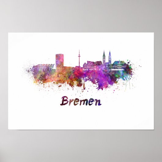 Bremer Skyline in Aquarell Poster (Vorne)