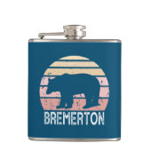 Bremerton Washington Retro Bear Flachmann (Vorderseite)