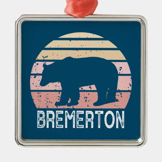 Bremerton Washington Retro Bear Ornament Aus Metall (Vorne)
