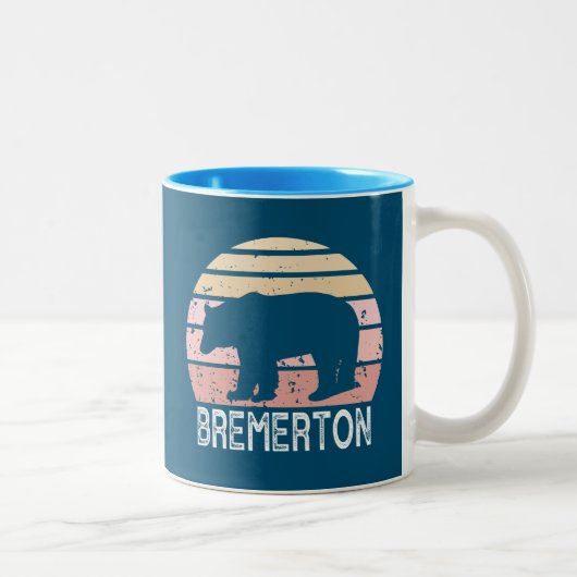 Bremerton Washington Retro Bear Zweifarbige Tasse (Rechts)