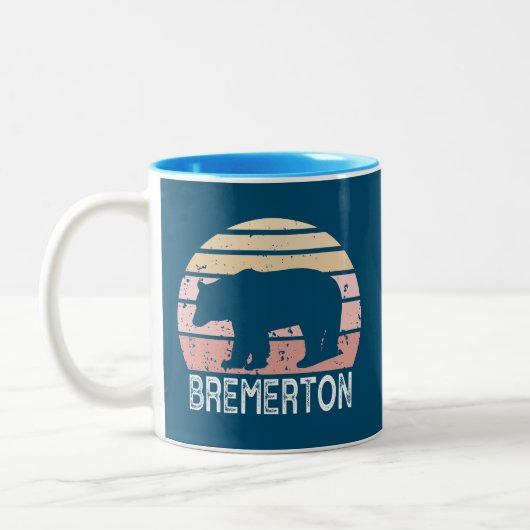 Bremerton Washington Retro Bear Zweifarbige Tasse (Links)