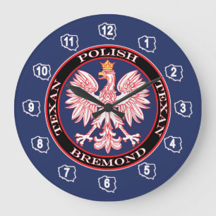 Bremond runder polnischer Texan Große Wanduhr