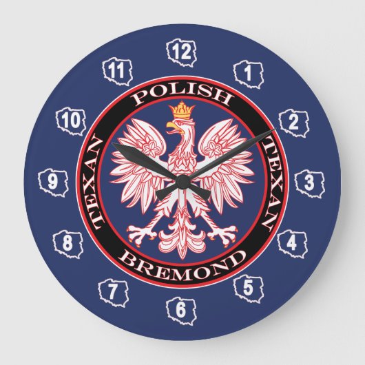 Bremond runder polnischer Texan Große Wanduhr (Vorderseite)