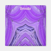 BRENDA ~ 3D-Fraktal Design lila blau Magnet (Vorne)