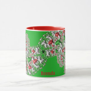 BRENDA ~ GLOSSY 3D Christmas Red White Green Tasse
