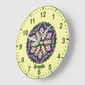 BRENDA ~ mehrfarbige Miniatur-Stiefmütterchen Gelb Große Wanduhr (Winkel)