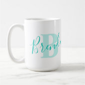 Brenda name bedeutet Monogramm B aquamariner Text Kaffeetasse (Links)