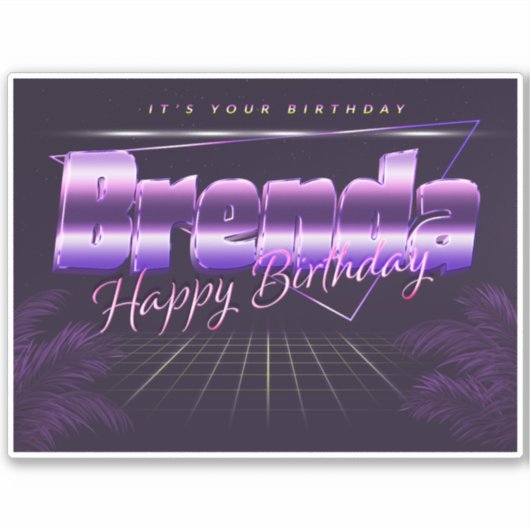 Brenda Name Vorname lila retro Sticker Geburtstag (Vorderseite)