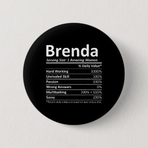 Brenda Nutrition Personalisiert Name Funny Christm Button