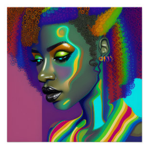 Brenda Queen Rainbow Niedlich Black Melanin Afro Poster
