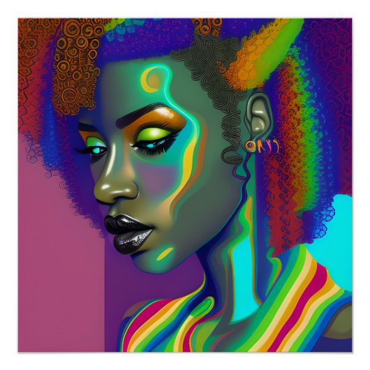 Brenda Queen Rainbow Niedlich Black Melanin Afro Poster (Vorderseite)