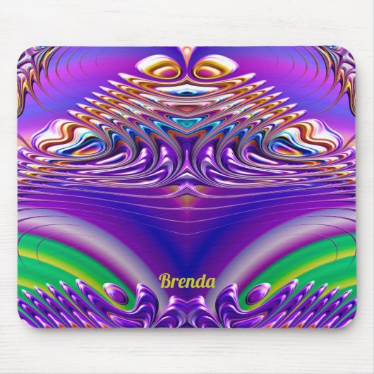 BRENDA ~ Zany Green, Blue, Yellow und Lila Mousepad (Vorne)