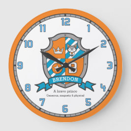 Brendon Jungs Name bedeutet Ritter Schild Orange Große Wanduhr