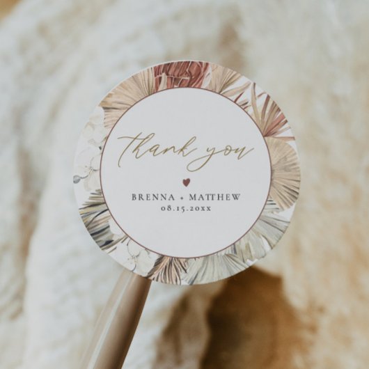 BRENNA Bohemisch Terracotta Dry Palm Boho Runde Runder Aufkleber