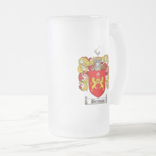 BRENNAN FAMILIENWAPPEN - BRENNAN WAPPEN MATTGLAS BIERGLAS (VorderseiteRechts)