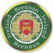 Brennan Irish Shield & Celtic Cross Personalisiert Aufkleber (Vorderseite)