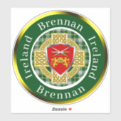 Brennan Irish Shield & Celtic Cross Personalisiert Aufkleber (Blatt)