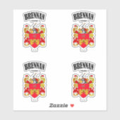 Brennan Wappen Irish Translation & Meaning (x4) Aufkleber (Blatt)