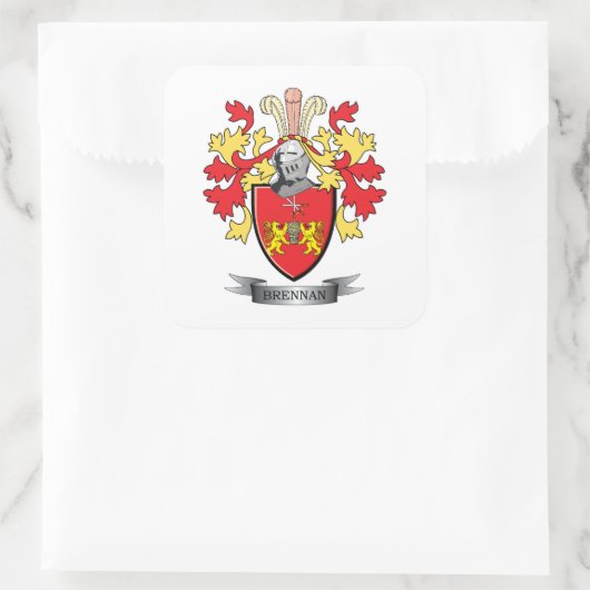 Brennan-Wappen Quadratischer Aufkleber (Tasche)