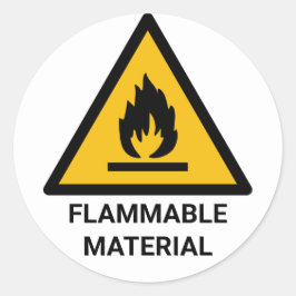 Brennbare Werkstoffwarnung, Symbol für Brandgefahr Runder Aufkleber