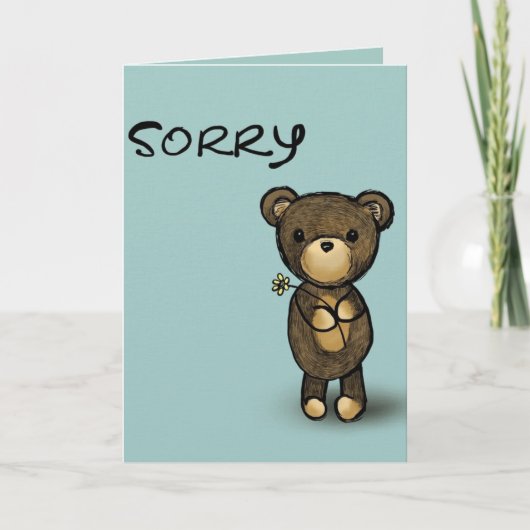 Brennbarer Bär mit Blume Sorry Karte (Vorderseite)