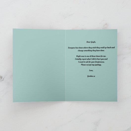 Brennbarer Bär mit Blume Sorry Karte (Innenseite)