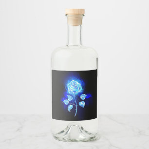Brennen der blauen Rose Alkoholflaschenetikett