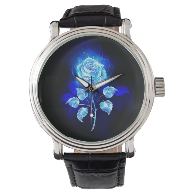 Brennen der blauen Rose Armbanduhr (Vorderseite)