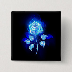 Brennen der blauen Rose Button