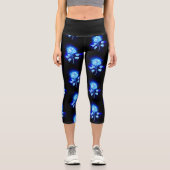 Brennen der blauen Rose Capri Leggings (Vorderseite)