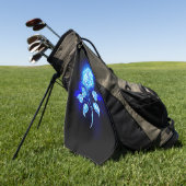 Brennen der blauen Rose Golfhandtuch (Gras)