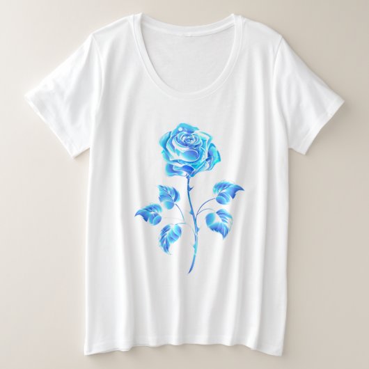 Brennen der blauen Rose Große Größe T-Shirt (Design vorne)