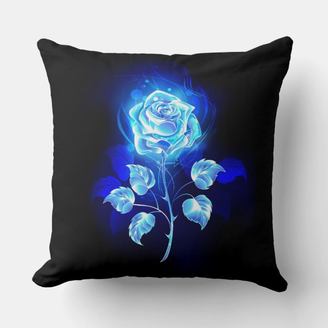 Brennen der blauen Rose Kissen (Vorderseite)