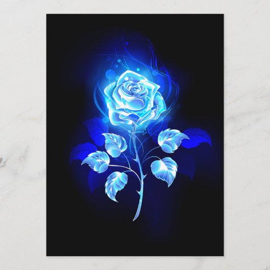 Brennen der blauen Rose Menükarte (Vorderseite)