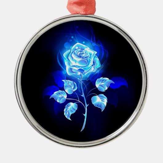 Brennen der blauen Rose Ornament Aus Metall (Vorne)