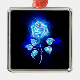 Brennen der blauen Rose Ornament Aus Metall