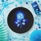 Brennen der blauen Rose Pappteller (Party)