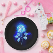 Brennen der blauen Rose Pappteller (Party)