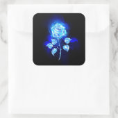 Brennen der blauen Rose Quadratischer Aufkleber (Tasche)