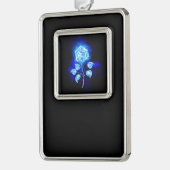 Brennen der blauen Rose Rahmen-Ornament Silber (Links)