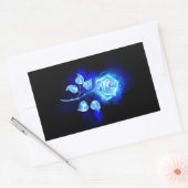 Brennen der blauen Rose Rechteckiger Aufkleber (Umschlag)