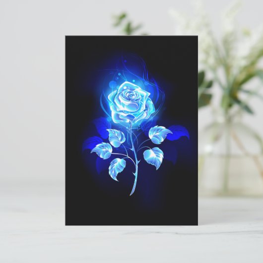 Brennen der blauen Rose RSVP Karte (Stehend Vorderseite)