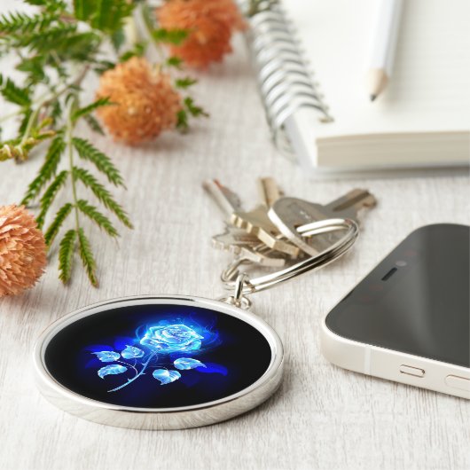 Brennen der blauen Rose Schlüsselanhänger (Seite)