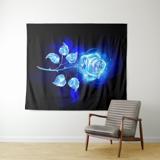 Brennen der blauen Rose Wandteppich (Beispiel (Horizontal))