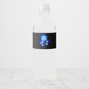 Brennen der blauen Rose Wasserflaschenetikett