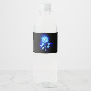 Brennen der blauen Rose Wasserflaschenetikett