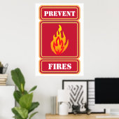 Brennen-Plakatvorlage verhindern Poster (Heimbüro)