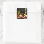 brennen quadratischer aufkleber (Tasche)