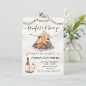 Brennen und Boozen S'mores Reihe von Lichtern Einladung (Stehend Vorderseite)