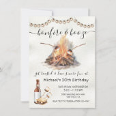 Brennen und Boozen S'mores Reihe von Lichtern Einladung (Vorderseite)